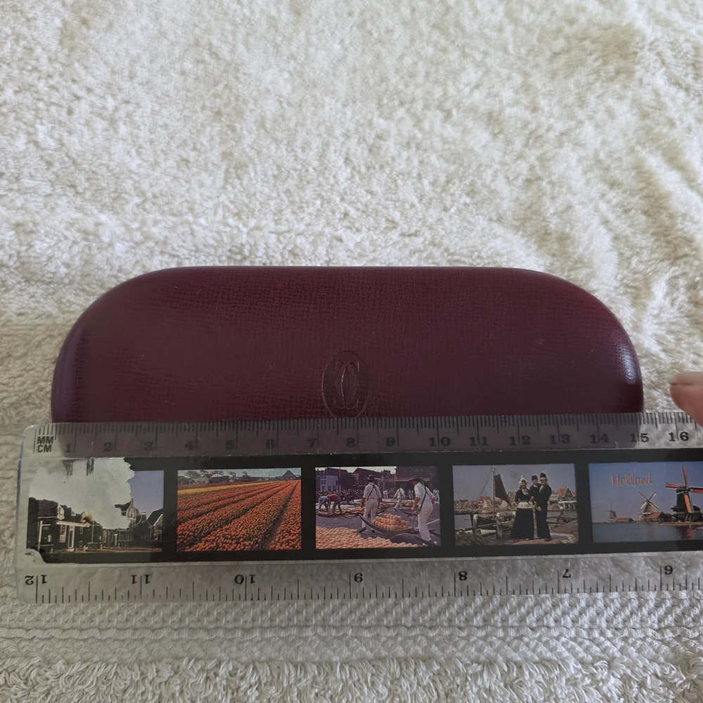 Cartier Authentic Burgundy Leather Eyeglasses Case – Hard Shell